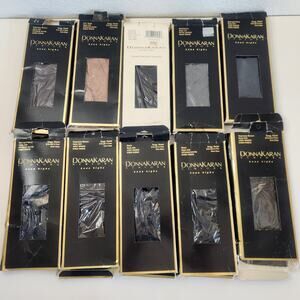 Vintage Donna Karan Knee High Stockings 10 Pairs Black Nude Brown One Size